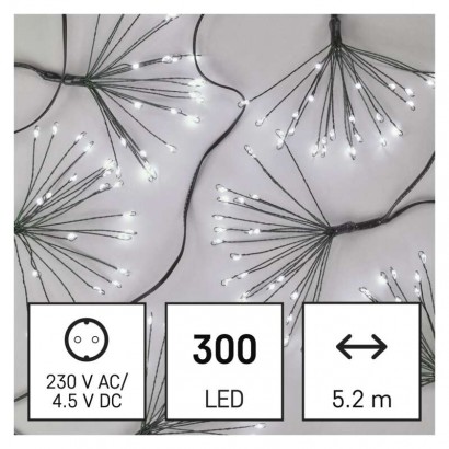 LED svetelná reťaz – svietiace trsy, nano, 5,2 m, vnút., studená biela, časovač 8592920099766