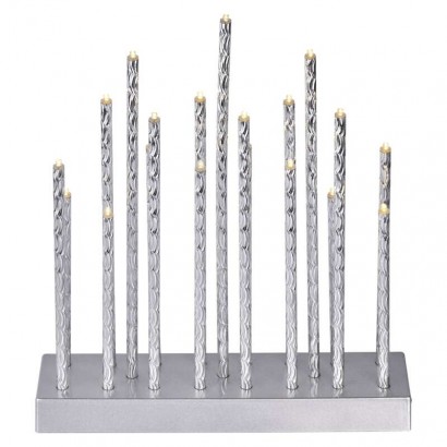 LED svietnik strieborný, 28,5 cm, 3x AA, vnútorný, teplá biela, časovač 8592920093238