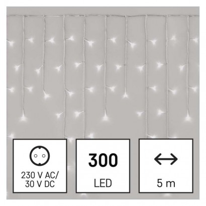 LED vianoč. cencúle, 5 m, vonkajšie aj vnútor., studená biela, ovládač, programy, časovač 8592920095744