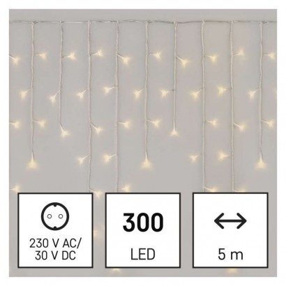 LED vianoč. cencúle, 5 m, vonkajšie aj vnútorné, teplá biela, ovládač, programy, časovač 8592920095478