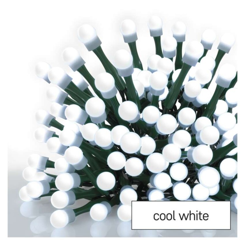 LED vianočná cherry reťaz–guličky, 30 m,vonkajšia aj vnútorná,studená biela, programy, čas 8592920146484