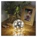 LED vianočná sklenená guľa – vločky, 12 cm, 3x AA, vnútorný, teplá biela, časovač 8592920122068
