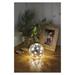 LED vianočná sklenená guľa – vločky, 12 cm, 3x AA, vnútorný, teplá biela, časovač 8592920122068