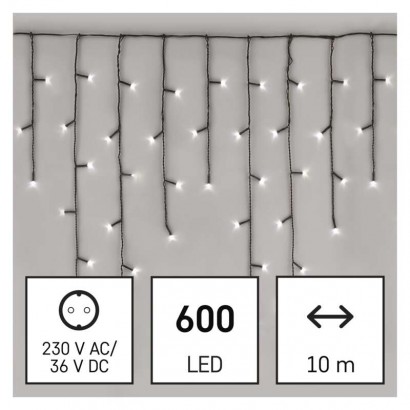 LED vianočné cencúle, 10 m, vonkajšie aj vnútorné, studená biela, programy 8592920095737
