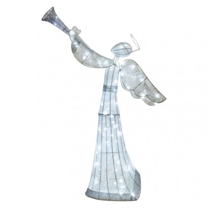 LED vianočný anjel ratanový, 130 cm, vnútorný, studená biela 8592920104415