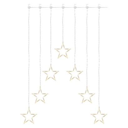 LED vianočný záves – 7 hviezd, 67x125 cm, vonkajší aj vnútorný, teplá biela 8592920121948