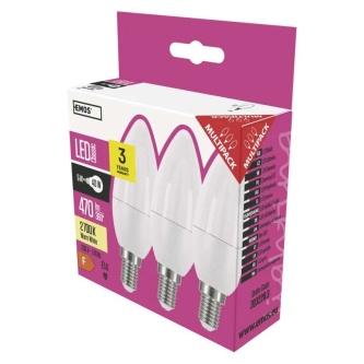 LED žárovka EMOS Lighting E14, 220-240V, 5W, 470lm, 2700k, teplá bílá,, 30000h, Classic Candle 102 ZQ3220.3
