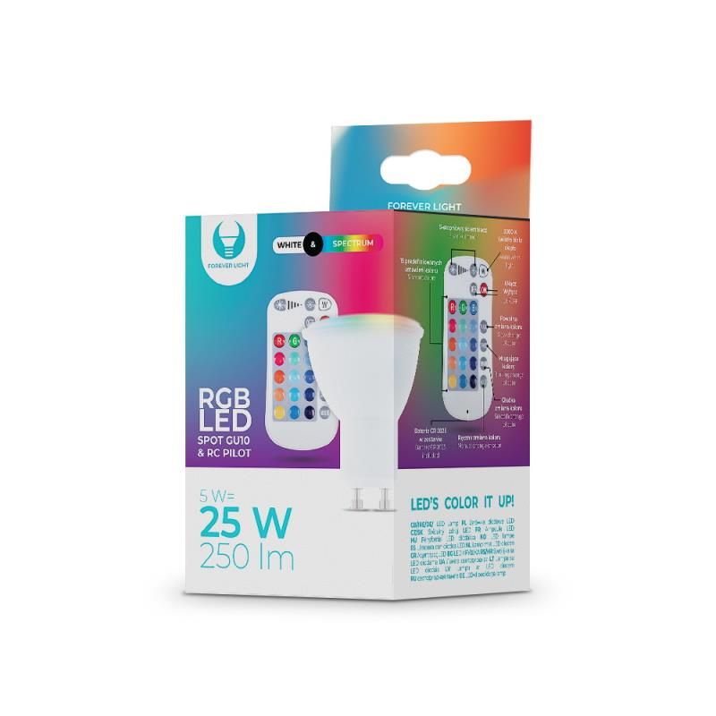 LED žárovka Forever GU10 RGB 5W s dálkovým ovládáním bílá RTV003567
