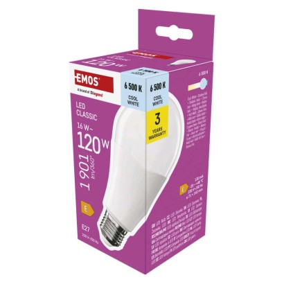 LED žiarovka Classic A70 / E27 / 16 W (120 W) / 1901 lm / Studená biela 8592920127018
