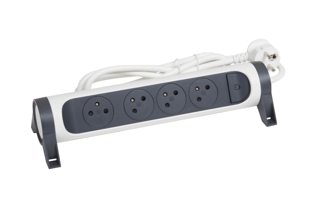 Legrand Predlžovačka Prémium 4x2P+T 3m kábel biela/tmavosivá 049459