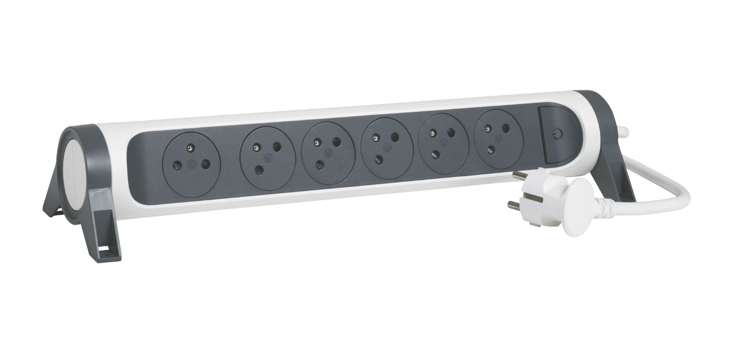 Legrand Predlžovačka Prémium 6x2P+T 3m kábel biela/tmavosivá 049462