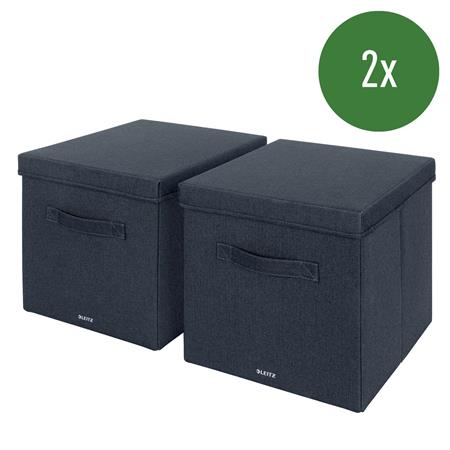 LEITZ Fabric textilní úložný box s víkem L, 2 kusy, 32,5 x 33 x 38 cm 61450089