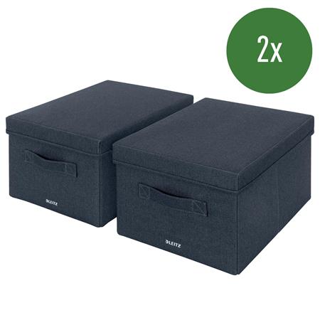 LEITZ Fabric textilní úložný box s víkem M, 2 kusy, 20,3 x 28,5 x 38 cm 61440089