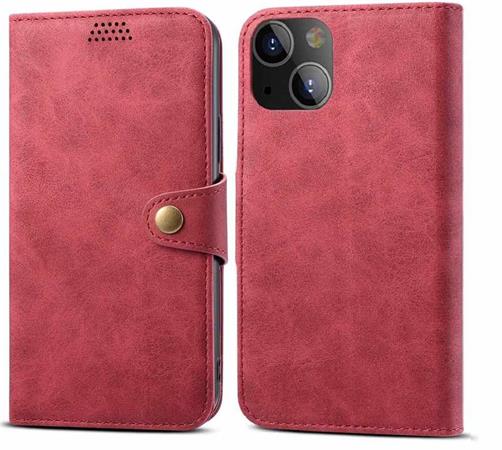Lenuo Leather flipové pouzdro pro iPhone 14 Plus, červená 348344