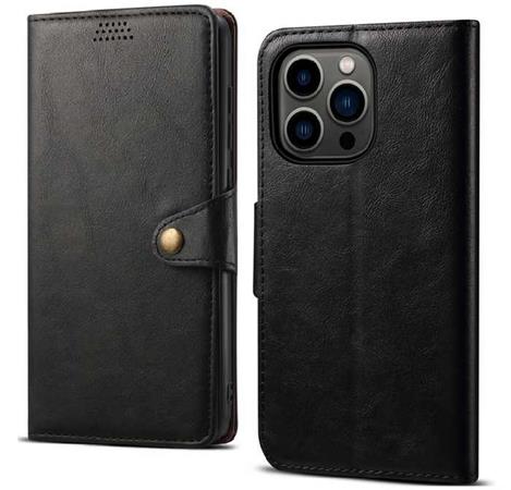 Lenuo Leather flipové pouzdro pro iPhone 14 Pro Max, černá 348351
