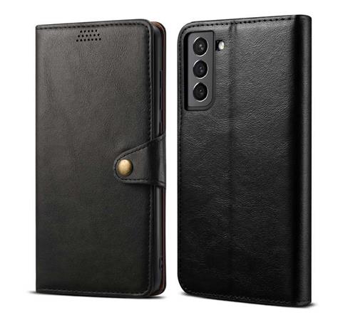 Lenuo Leather flipové pouzdro pro Samsung Galaxy S21 FE 5G, černá 348202