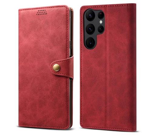 Lenuo Leather flipové pouzdro pro Samsung Galaxy S22 Ultra 5G, červená 348206