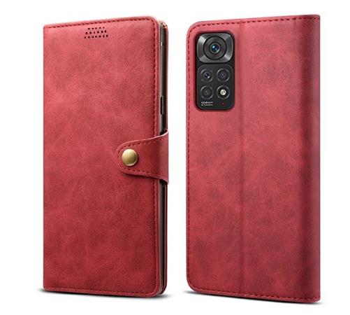 Lenuo Leather flipové pouzdro pro Xiaomi Redmi Note 11/11S, červená 348258