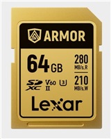 Lexar SDXC ARMOR Gold UHS-II U3, Stainless Steel, IP68 R280/W210 (V60) 64GB LSDAMGL064G-RNNNG