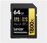 Lexar SDXC Pro 1800x U3 UHS-II R280/W210 (V60) 64GB LSD1800064G-BNNNG