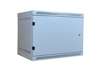 LEXI 19" nástěnný rozvaděč 9U, plné dveře, uzamykatelný, antivandal, hloubka 400mm, nosnost 60kg, šedý LN9U-60/40P