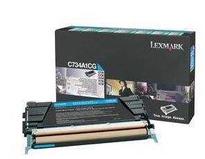 Lexmark originál toner C734A1CG, cyan, 6000str., return, Lexmark C734, C736, X734, X736, X738