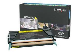 Lexmark originál toner C734A1YG, yellow, 6000str., return, Lexmark C734, C736, X734, X736, X738