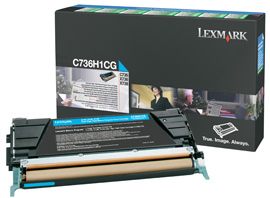 Lexmark originál toner C736H1CG, cyan, 10000str., return, high capacity, Lexmark C736, X736, X738