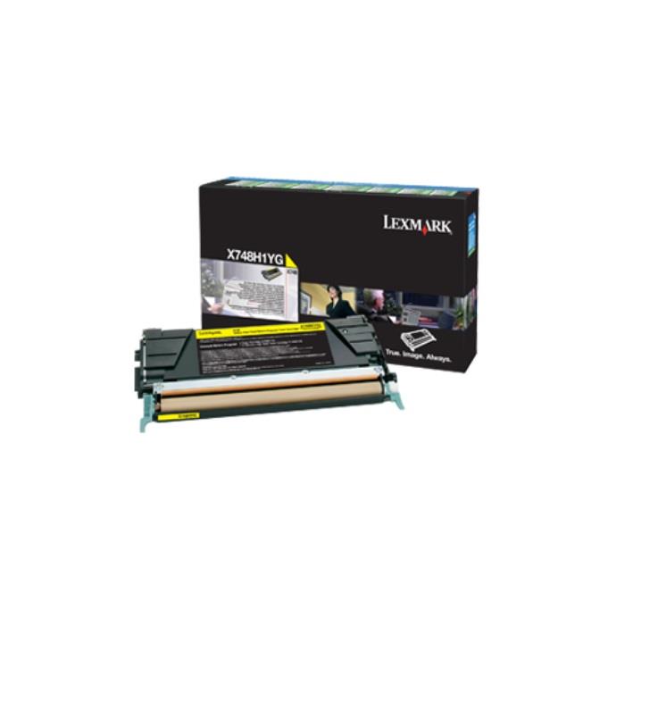 Lexmark originál toner X748H1YG, yellow, 10000str., return, high capacity, Lexmark X748DE, X748DTE