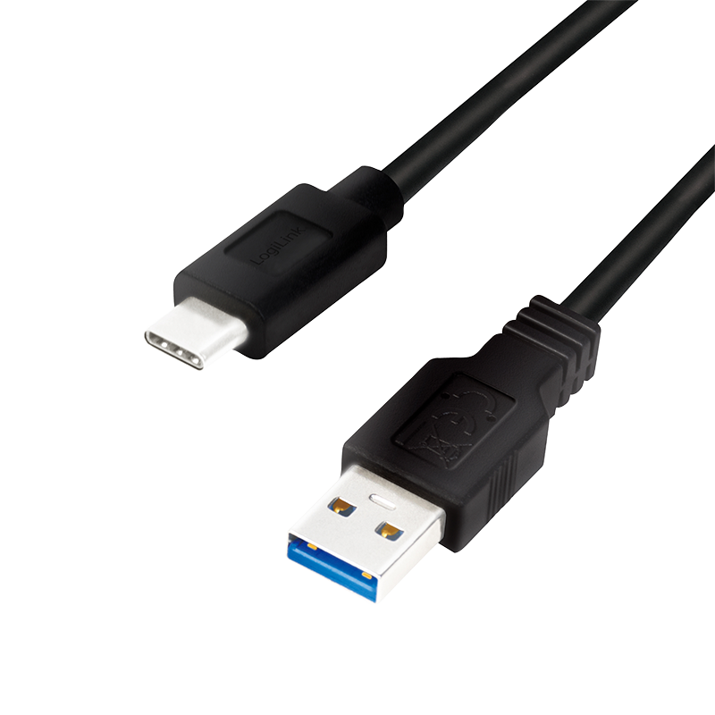 LOGILINK - USB 3.2 Gen1x1 cable, USB-A male to USB-C male, black, 2m CU0170