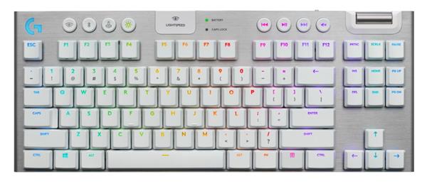 Logitech® G915 TKL Tenkeyless LIGHTSPEED Wireless RGB Mechanical Gaming Keyboard - Tactile - WHITE - US INT'L 920-009664
