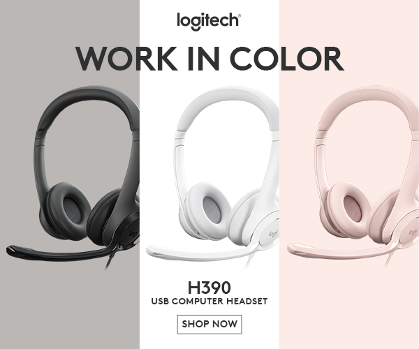 Logitech Headset H390, drátový, USB, bílá 981-001286