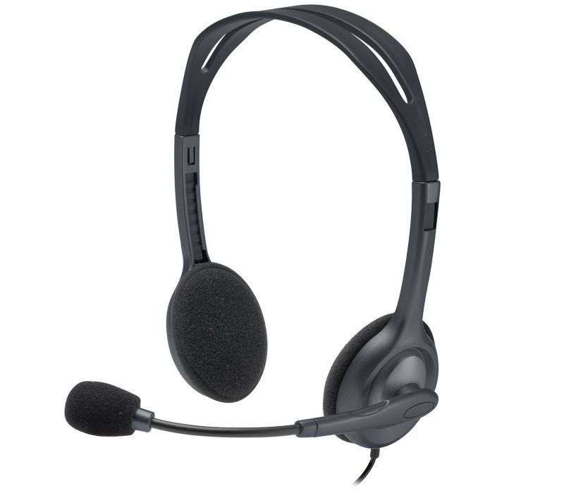 Logitech Headset Stereo H111/ drátová sluchátka + mikrofon/ 3,5 mm jack/ šedá 981-000593