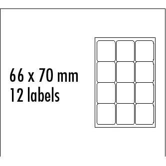 Logo etikety 66mm x 70mm, A4, matné, modré, 12 etikiet, balené po 25 ks, pre atramentové a laserové 32255