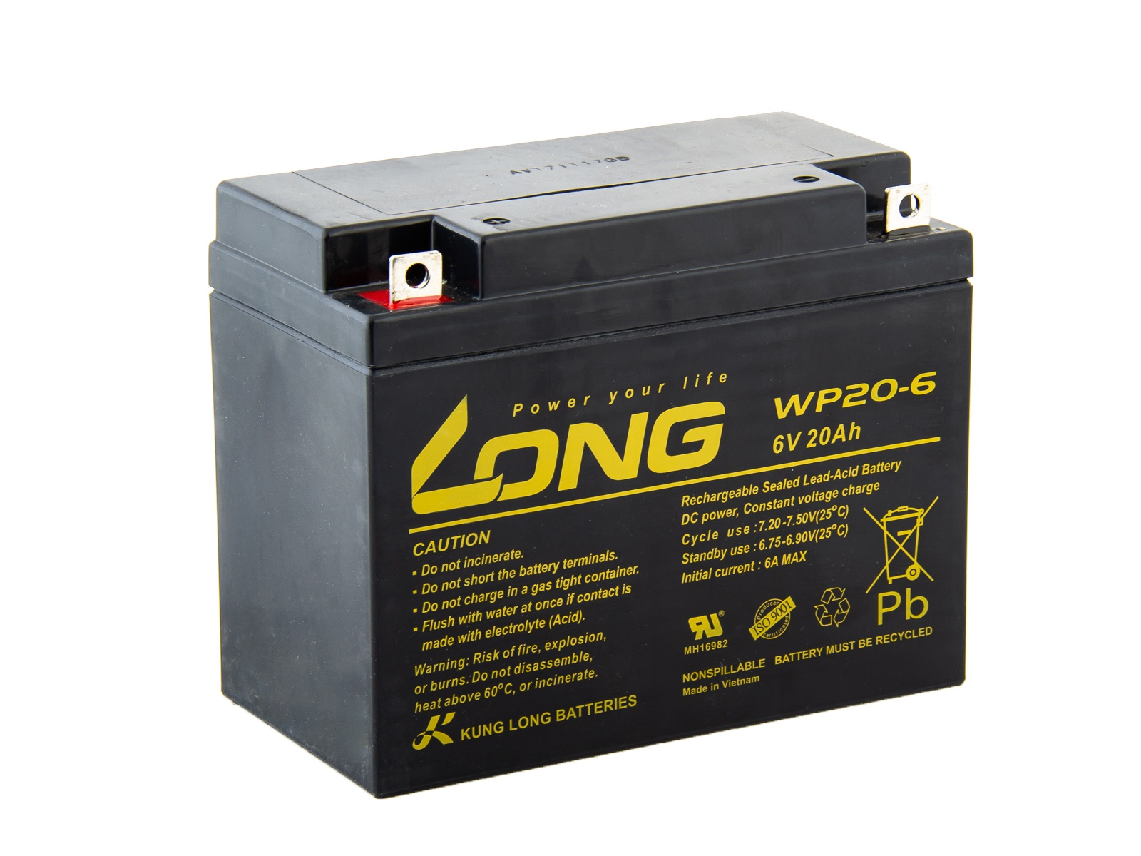 LONG baterie 6V 20Ah F3 (WP20-6) PBLO-6V020-F3A