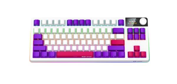 Lorgar KBP70TKLW, Pro bezdrôtová mechanická herná klávesnica, 2.4 GHz/ BT 5.0, Displej, multim. tlač LRG-KBP70TKLW-WH-CS