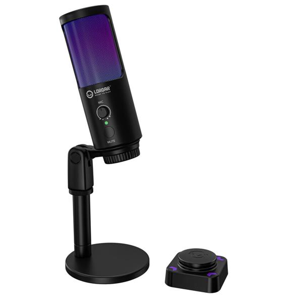 Lorgar SMP40, Profesionálny mikrofón s RGB osvetlením, hliníkovou konštrukciou, dotykovým stlmením a diaľko LRG-SMP40-BK