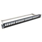 LYNX Patch panel 19", 24 portů, neosazený, stíněný, černý, Cat5e/6/6A/7, vyvazovák PP19-24NS-LYNX