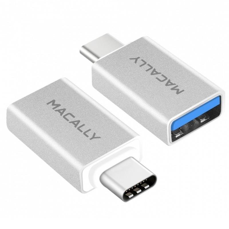 Macally USB-C to USB-A adaptér 2pack - Silver Aluminium UCUAF2