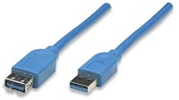 Manhattan Cable, SuperSpeed USB 3.0, A-Male/A-Female, 3m, modrý