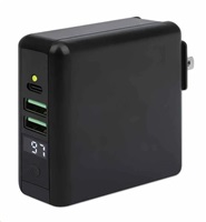 Manhattan cestovní nabíječka a powerbanka, 4-in-1, 8.000 mAh, Interchangeable US/EU/UK Plugs, černá 102452