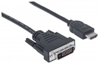 MANHATTAN kabel HDMI Male to DVI-D 24+1 Male, Dual Link, Black, 1,8m 372503