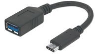 MANHATTAN Kabel Superspeed USB-C na USB, 15cm, černá 355285
