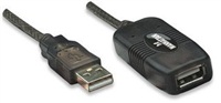 Manhattan kábel, USB 2.0 A/A predlžovací aktívny, 10m, strieborný, blister 150248
