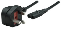 MANHATTAN Napájací kábel, zástrčka UK/C7 samica, 1.8 m, čierna 322843