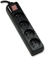 Manhattan prepäťová ochrana SurgeStrip, 4 zásuvky, 125joules, Retail box, Čierna, 1.5 metra
