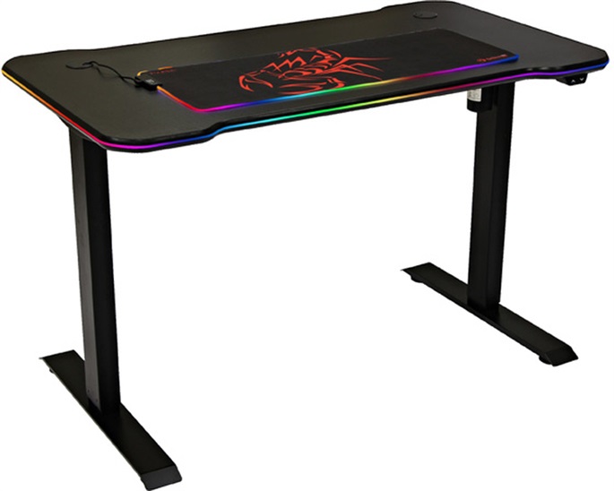 Marvo Herný stôl DE-03 PRO 120 x 66 cm, 71-121 cm, elektricky nastaviteľná výška, podsvietený, pods MSMWD03HB000