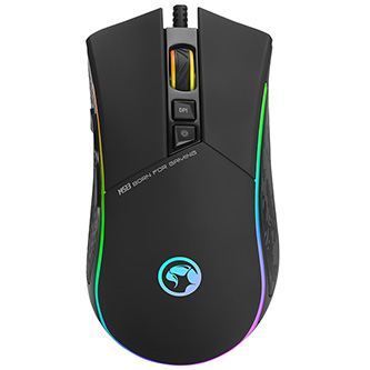 Marvo Myš M513, 6400DPI, optika, 7tl., 1 koliesko, drôtová USB, čierno-strieborná, herná, podsviete