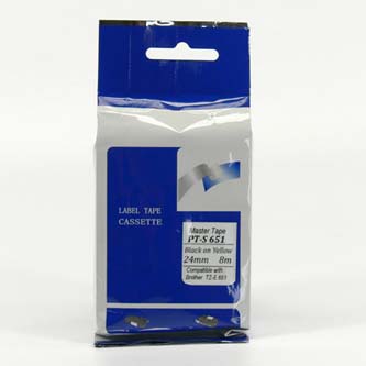 Master tape kompatibil páska do tlačiarne štítkov, pre Brother, PT-S651, čierny tlač/žltý podklad,
