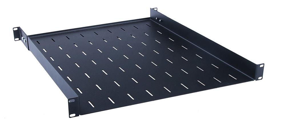 Masterlan police pevná s perforací, 1U, 19", 550mm, nosnost 40kg, černá FS-A1-550-B